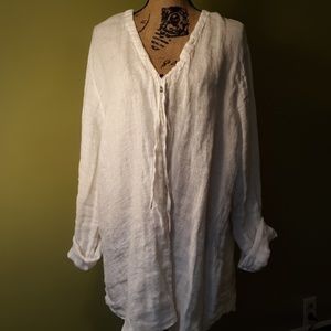 White Linen Top by CP Shades